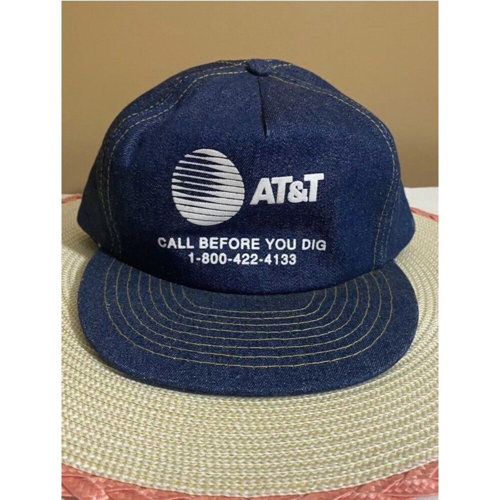 Vintage 90s AT&T Blue Denim SnapBack Hat Otto Brand One Size